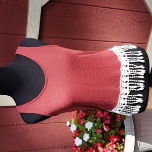 Rue 21 Red Fringed Top